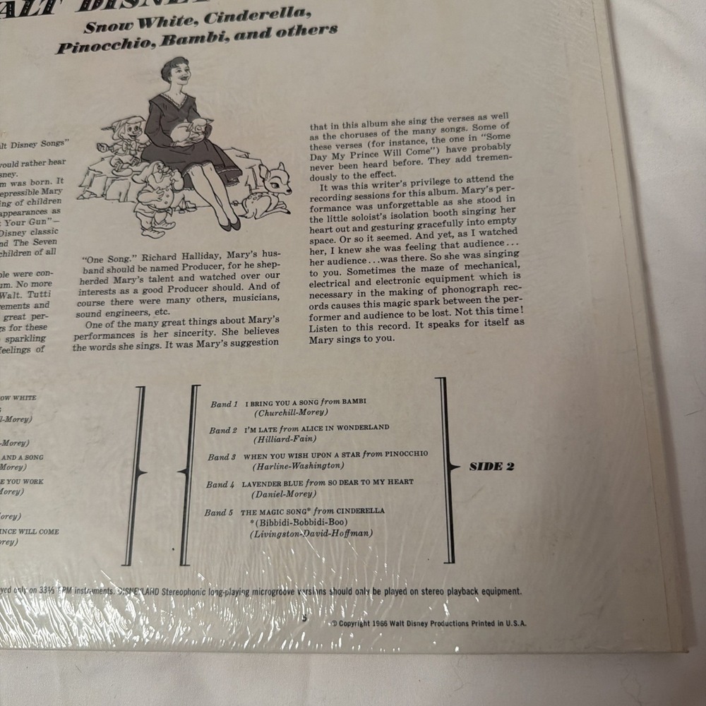 Disney 1966 Mary Martin Sings Walt Disney Favorites 33 1/3 SEALED 3943 - Picture 16 of 16